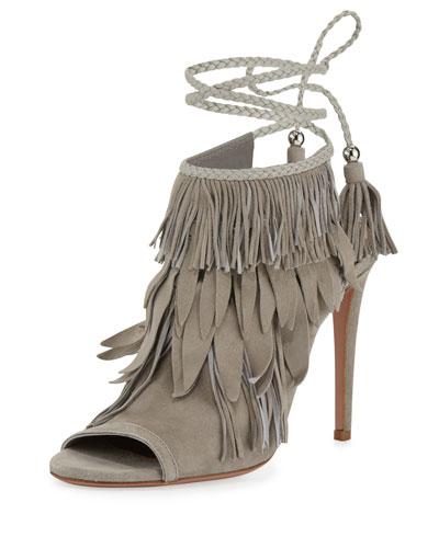 Fringe Suede 105mm Sandal,