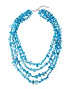 Layered 4-row Bead Necklace, Blue