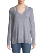 Slit-neck Cotton-cashmere