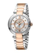 36mm Bracelet Watch W/ Logo Bezel, Rose/steel