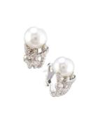 18k South Sea Pearl & Diamond J-hoop Earrings, White