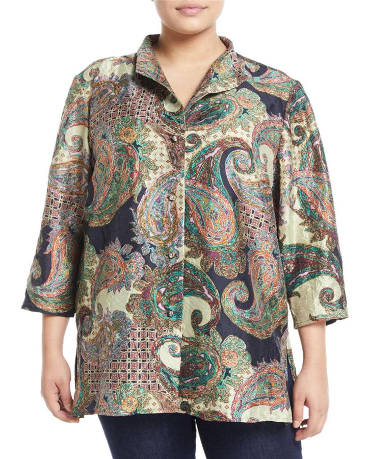 Paisley Print Crinkles Silk Tunic,