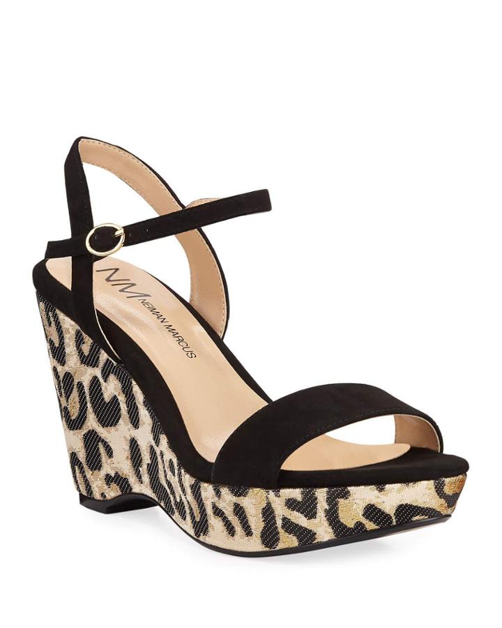 Metallic Leopard Wedge