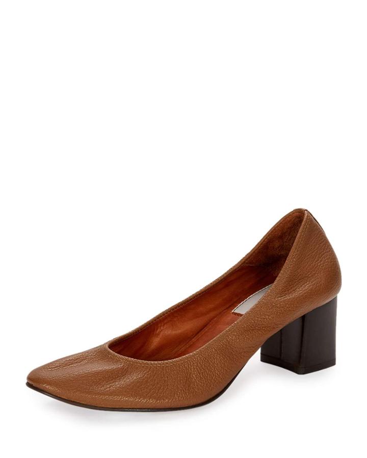 Cube-heel Ballerina Pump