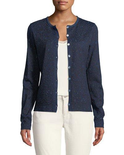 Leopard-print Button-front Cardigan