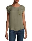 Rancher Pocket Silk Top, Green