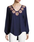 Dancing Blue Blouse Coverup, Navy