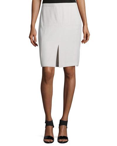 Mid-rise Front-slit Pencil Skirt, Dark Bone