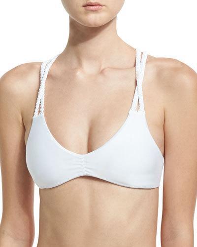 Macrame Braided Back Triangle Swim Top, White (available In D Cup)