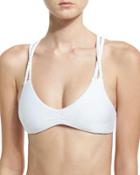 Macrame Braided Back Triangle Swim Top, White (available In D Cup)
