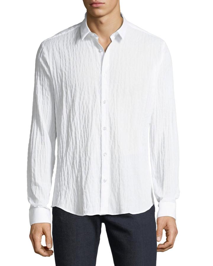 Men's Ruched Button-down Cotton