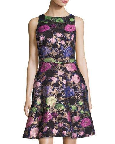 Metallic Jacquard A-line Dress,