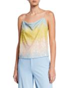 Ombre Sequined Cowl-neck Camisole