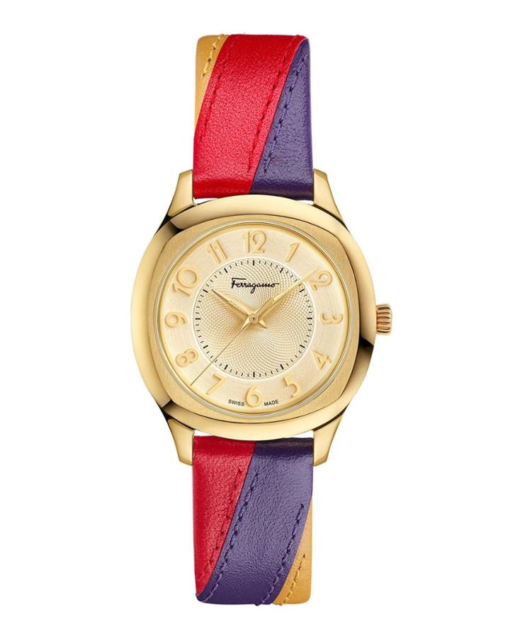 36mm Watch W/ Tricolor Leather