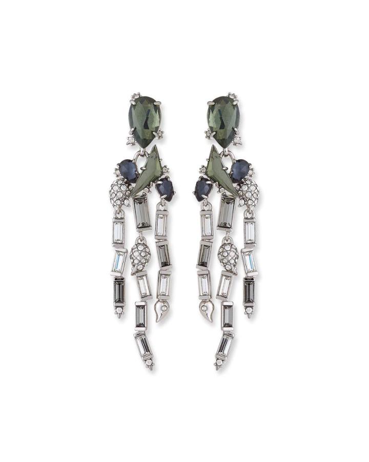 Fancy Stone Cluster & Fringe Earrings