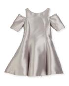 Emme Cold-shoulder Fit-and-flare Dress, Silver,