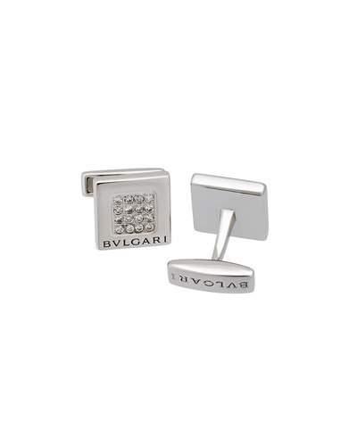 18k White Gold Diamond Square Cuff