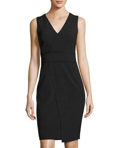 Dolce Pinstriped Sleeveless Sheath Dress, Black