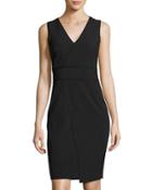 Dolce Pinstriped Sleeveless Sheath Dress, Black
