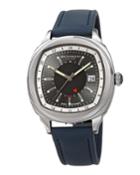 Men's Enzo Cushion Watch W/ Leather Strap, Blue/silver