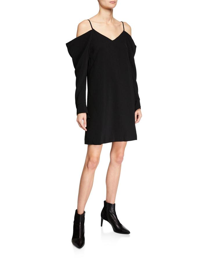 Flatiron Cold-shoulder Shift Dress, Black