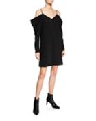 Flatiron Cold-shoulder Shift Dress, Black