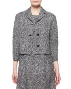 3/4-sleeve Tweed Jacket, Black/white