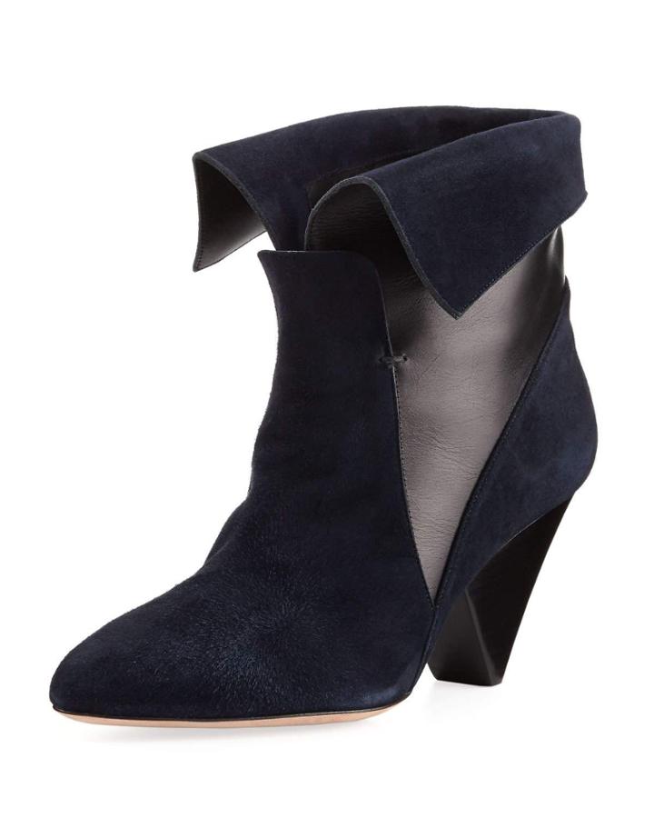 Laurel Suede Fold-over Boot, Navy