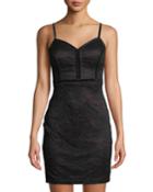 Velvet-trimmed Lace Bodycon Dress