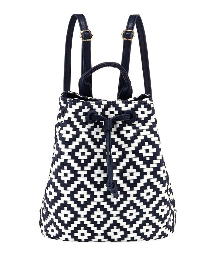 Diamond-weave Drawstring Backpack