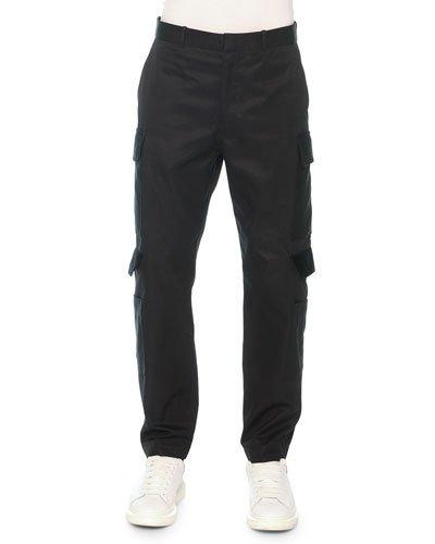Cargo Pants With Velvet Flaps, Black