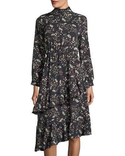 Frill-trim Floral-print Dress