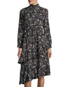 Frill-trim Floral-print Dress