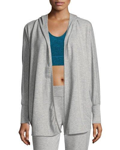 Breaded-trim Hooded Cardigan,