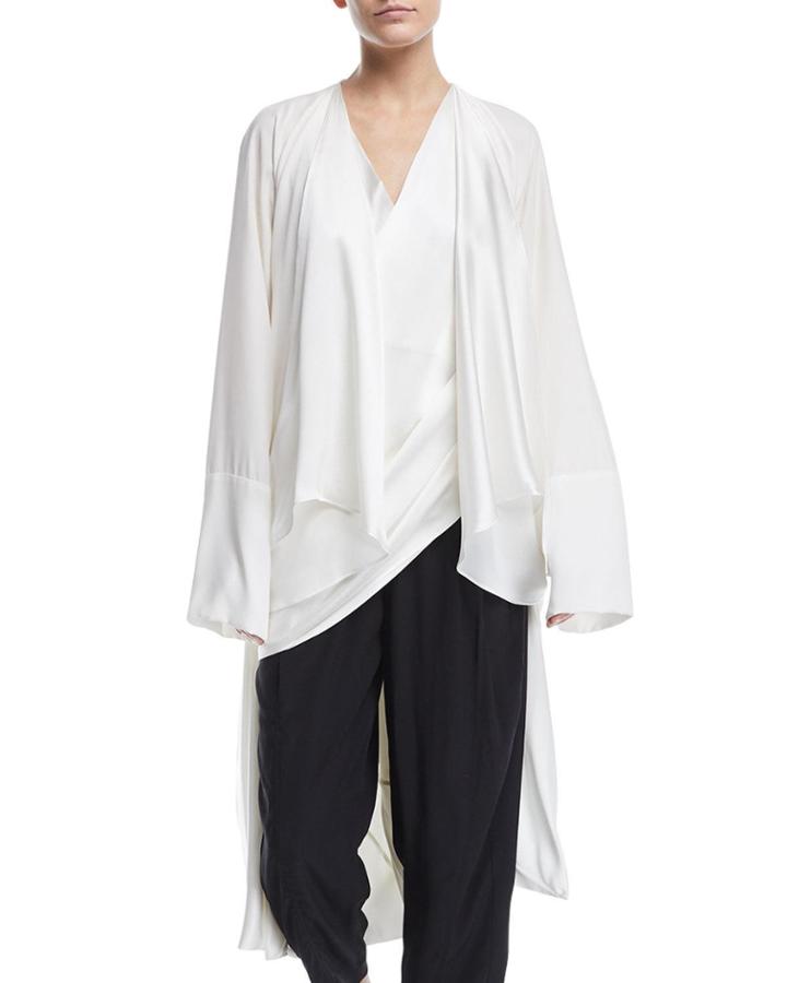 V-neck Long-sleeve Draped Cocoon
