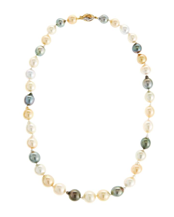 14k Multicolor Beaded Pearl Necklace