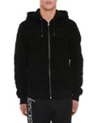 Men's Zip-front Logo-embossed Hoodie