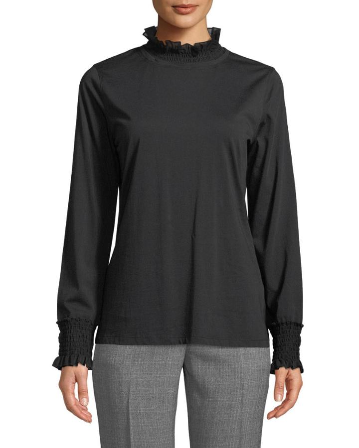 Ruffle Long-sleeve Blouse