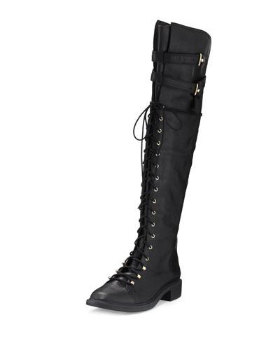 Gryffin Combat Over-the-knee Boot, Black