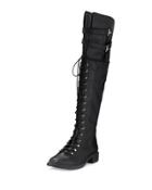 Gryffin Combat Over-the-knee Boot, Black