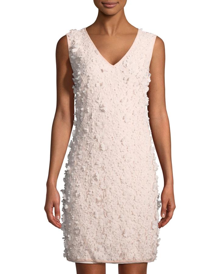 Floral-applique V-neck Dress