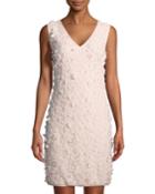 Floral-applique V-neck Dress