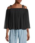Sophia Tassel-trim Cold-shoulder Top