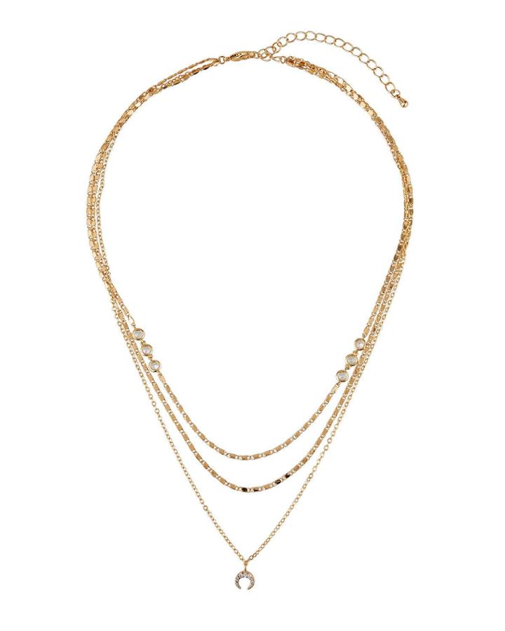 3-layer Mini Crystal Horn Necklace