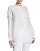 Band-collar Button-down Long-sleeve Handkerchief