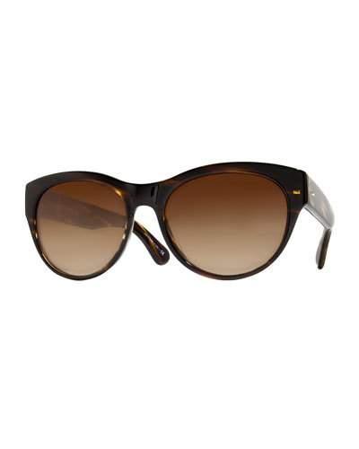 Mande 55 Retro Havana Cat-eye Sunglasses, Cocoa Brown