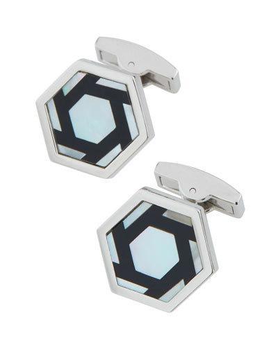 Mother-of-pearl & Enamel Hexagon Cuff