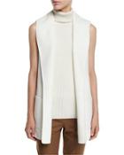 Shawl-collar Wool Vest, White