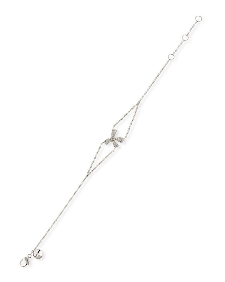 18k White Gold Diamond Bow & Chain Bracelet