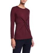 Long-sleeve Knot-front Top